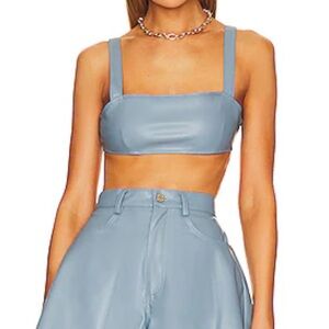 Leather Bra Top in Storm